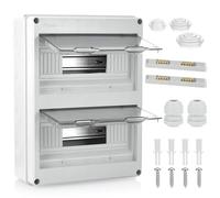 JIZZU Caja de Distribución de Montaje Superficial, IP65, 2 Filas 24 Módulos | Doble Filas Cubre Cuadro Electrico, Caja Estanca Exterior Electrica para Jardines Exteriores, Granjas, Centro Comercial
