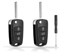 JIZZU Carcasas para Llave de Coche 2Pcs, 3 Botones Mando a Distancia Funda de Llaves de Repuesto Compatible con Hyundai i20 i30 ix20 ix35 Sonata K2 K5