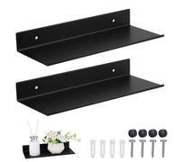 JIZZU Estanteria Pared, 2Pcs Estante Flotante Baldas Pared de Metal, 30x12x4cm Baldas Flotantes Pared para Cocina Baño Salón Oficina, Estantería Pared Stantes Flotantes Mate Negro