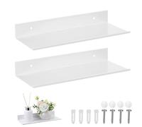 JIZZU Estanteria Pared, 2Pcs Estante Flotante Baldas Pared de Metal, 30x12x4cm Baldas Flotantes Pared para Cocina Baño Salón Oficina, Estantería Pared Stantes Flotantes Mate Blanco