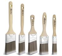 JIZZU Juego de Brochas Pintura, 5Pcs Pinceles Pintura con diseño de Bordes biselados, Brochas con Orificio para Colgar Viene con abrelatas para Pintar Paredes, Techos, Madera y Metal
