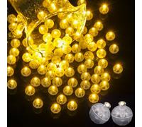 JIZZU Luces para Globos LED, 120 Piezas Mini LED Bombillas Luz, Luce de Globo Redondas, Flash Luces de Decoración Linterna para Cumpleaños, Boda, Navidad, Halloween decoración (Luz cálida)