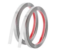 JIZZU Molduras de Pared Autoadhesivas, 2Pcs Molduras Decorativas para Pared de Acero Inoxidable, Plata Molduras Decorativas de 8K Efecto Espejo para Sala de Estar, Dormitorio, Cocina(5m x 1cm)