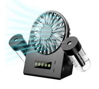 JIZZU USB Mini Ventiladores de Sobremesa con 2 Pulverizadores | Ventilador Portátil con 4 Velocidades de Viento Ajustable, Ventiladores Pequeños con Pantalla LED para Casa, Oficina (Negro)