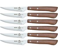 JJ Cuchillería Sonpó Online - Cuchillo Chuletero de Madera Moldeada de Palmadera, de 11 cm - Pack de 6 Piezas, Hojas de Acero Inoxidable