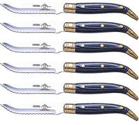 JJ Cuchillería Sonpó Online - Cuchillo Chuletero de Mikarta Gris, de 11 cm. - Pack de 6 cuchillos con hojas de acero inoxidable