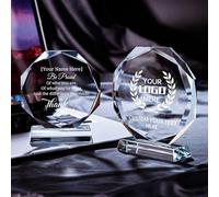 JJ GRADGOWN Premio de trofeo de cristal personalizado, premio personalizado para empleados, trofeos para empleados, placas de reconocimiento, compañeros de trabajo, jefe, jubilación, despedida