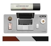 JJ PRIME Alfombrilla de escritorio de cuero grande XXL de 900 x 400 x 3 mm, antideslizante, alfombrilla de mouse larga para juegos, impermeable, accesorios de oficina (gris)