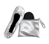 JJ PRIME Ballerina Plegables para Bolso | Zapatos Fiesta Comodos - Después de Los Zapatos de Fiesta con la Bolsa Plegable (Plata, Sistema Tallas Calzado EU, Adulto, Mujer, Números, Mediano, 38)