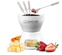 JJ Prime - Cerámica Fondue De Chocolate | Fondue Queso | Chocolate Fondue Chocolate | Fondeu De Queso | Chocolate para Fondue - con 4 Tenedores De Acero Inoxidable, 1 Vela Candelita