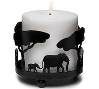 JJ Prime - Portavelas de Elefante para decoración de Habitaciones | Portavelas de Animales Safari para Sala de Estar | Candelabros Negros - Decoración del hogar con Soporte para Velas (Elefante)
