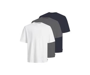 JJ REBEL Loose Fit SS tee 3-Pack MP Jreb-Juego de 3 Camisetas de Corte Holgado, Blanco, S (Pack de 3) Hombres