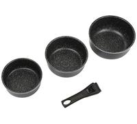 JJA 135112 - Juego de 3 cacerolas + mango extraíble piedra, 16/18/20 cm