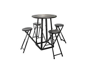 JJA Table /4 Sillas EXT D77.5, Hierro, Negro, cm