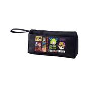 JJBA Jotaro - Estuche para lápices Kira Giorno Giovanna, estuche de anime Kira Yoshikage, estuche de gran capacidad con correa de asa, organizador de maquillaje, monedero, Black, 21 x 9.5 x 4.7CM