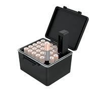 JJC 28 Fächer AA Batterie Organizer Aufbewahrungskoffer mit Batterietester, Wasserabweisender Harthalter Batterien Organizer mit abnehmbarem Batterieprüfer für 28 AA-Batterien