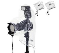 JJC 4 protectores de lluvia para cámaras Canon, Nikon, Sony, con lente y flash de hasta 25 x 16 cm (largo x ancho), funda transparente para lluvia