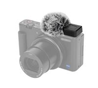 JJC Adaptador de zapata fría con parabrisas, compatible con cámaras Sony ZV-E10 II, ZV-1 II, ZV-E1, ZV-1F, ZV-E10, ZV-1 Vlog, micrófono resistente al viento, parabrisas peludo (negro)