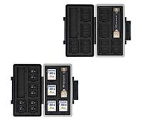 JJC Caja de Almacenamiento para Tarjetas de Memoria, Funda Impermeable para 8 SD y 16 Micro SD (con Lector de Tarjetas)