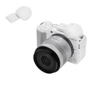 JJC Cubreviento compatible con cámara Canon EOS R50V Vlog, adaptador de zapata fría con micrófono resistente al viento, parabrisas peludo (blanco)