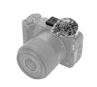 JJC Cubreviento compatible con cámara Canon EOS R50V Vlog, adaptador de zapata fría con micrófono resistente al viento, parabrisas peludo (negro)