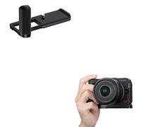 JJC Empuñadura de metal compatible con cámara Canon R50V, tipo Arca, agujero de 1/10.2 cm-20, soporte de zapata fría inferior con empuñadura, mejora la sensación de mano, color negro