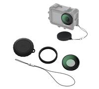 JJC Funda protectora de lente de vidrio compatible con DJI Osmo Action 5 Pro Action 4, filtro UV de rosca multicapa con tapa de lente de silicona y anillo protector, reemplaza la cubierta original