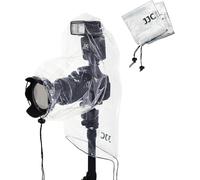 JJC Funda protectora de lluvia para cámara para Canon, Nikon, Sony, con objetivo y flash hasta 25 x 16 cm (L x A), funda impermeable transparente para cámara, 2 piezas
