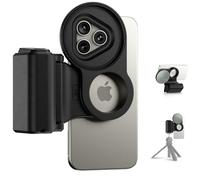 JJC Handgirp magnético 2 en 1 estilo DSLR y adaptador de filtro de 67 mm para iPhone 16 Pro Max 15 Pro Max 14 Pro Max - Monte filtro de 67 mm, con control remoto Bluetooth, soporte de escritorio para