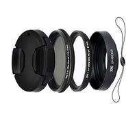 JJC Kit de 4 piezas para cámara digital Canon G1X Mark III, incluye parasol de lente de metal de aleación de aluminio, filtros MC UV y CPL, tapa de lente con cuerda