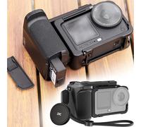 JJC Kit de agarre de calle Osmo Action 6 Cage de aluminio, marco de metal para DJI Osmo Action 6, cubierta protectora con tapa de lente y correa de muñeca, juego de accesorios para cámara de acción