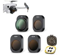 JJC Kit de filtro Mini 4 Pro ND, paquete de 4 (ND16 ND64 ND256 CPL) Filtro polarizador de densidad neutra compatible con accesorios de lente DJI Mini 4 Pro, 26 capas multicapa y marco de aluminio