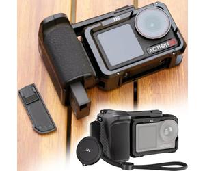JJC Osmo Action 5 Pro Cage Street Grip Kit, marco protector de metal con asa para DJI Osmo Action 5 Pro/4/3, combo de mango de jaula de cámara de acción con tapa de lente y correa de muñeca para