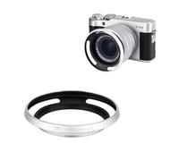 JJC Parasol de metal atornillado para Fujifilm XC 15-45 mm F3.5 - 5.6 OIS PZ, reduce las manchas y las imágenes fantasma, protege la lente de arañazos y golpes, color plateado