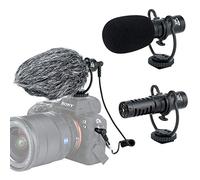 JJC SGM-V1 - Micrófono de video para escopeta, micrófono cardioide, micrófono condensador Vdeomicro con soporte de choque, parabrisas de espuma peluda, condensador electret, cable TRS de 3,5 mm, para videocámara DSLR Andoid