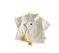 JJDFW - Camisas de verano para niños, 9M-4T, lindas camisetas de pingüino de dibujos animados para niñas, blusa delgada y holgada a la moda para niños, camisas beige, 90
