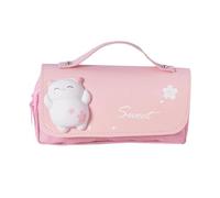 JJDFW - Estuche 3D de gran capacidad, impermeable, de cuero, para niñas, suministros de oficina, artículos de papelería, Rosa oso, Maletín de transporte