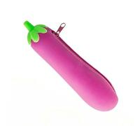 JJDFW - Estuche de silicona para lápices, diseño de berenjena para niños, suministros escolares para estudiantes, caja de almacenamiento, morado oscuro, Maletín de transporte