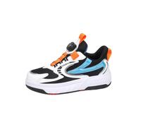 JJDFW - Tenis retráctiles de 4 ruedas para niños, parte superior de malla con cierre giratorio, zapatos 2 en 1 para caminar y patinar, suela gruesa de parte superior baja, negro y blanco