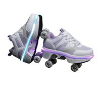 JJDFW - Tenis retráctiles de doble fila para niños, piel perforada y parte superior de malla con cierre de encaje, opciones de caña baja y alta, para caminar y patinar 2 en 1, negro, blanco y naranja