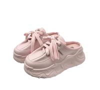 JJDFW - Zapatos casuales de moda para mujer, zapatillas de media arrastre, suela gruesa, zapatos perezosos cómodos con parte superior de goma para uso al aire libre, Versión mejorada rosa, 39.5 EU