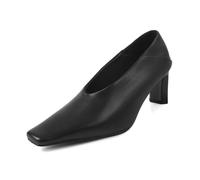 JJDFW - Zapatos de tacón alto y punta cuadrada para mujer, zapatos de oficina, zapatos de fiesta, zapatos de tacón alto suaves, Negro , 36 EU