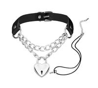 JJDreams Gargantilla gótica mujer corazón collar piel negra gargantilla punk ajustable Halloween joyas, dimensione media, Zinc, No es una piedra preciosa