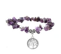 JJDreams pulsera de piedra natural para mujer pulsera de piedra árbol de la vida pulsera chip pulsera amatista yoga, Piedra