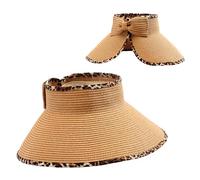 JJDreams Sombrero de verano plegable con visera de velcro, gorra de béisbol, protector solar y borde ancho para deportes al aire libre, sombrero de playa, golf y tenis., leopardo, 52-58