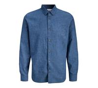 Jjesummer Linen Blend Camiseta L/S Sn, Azul Marino, L