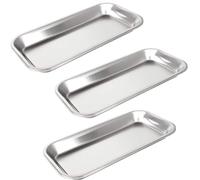 JJiaoLinin 3 Piezas Bandejas de Instrumentos, Pequeñas Bandejas Médicas para Laboratorio, Bandeja Rectangular de Acero Inoxidable para Laboratorio Mesa Cocina - 22,5x12x2cm