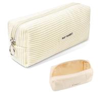 JJiaoLinin Estuches de Pana para Lápices, Estuche Escolar, Estuche Adolescente, Estuche con Cremallera, Bolsa de Maquillaje, para Niñas, Niños, Adolescentes, Estudiantes (Blanquecino)
