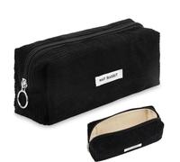 JJiaoLinin Estuches de Pana para Lápices, Estuche Escolar, Estuche Adolescente, Estuche con Cremallera, Bolsa de Maquillaje, para Niñas, Niños, Adolescentes, Estudiantes (Negro)
