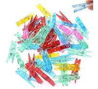 JJiaoLinin Pinzas Fotos Pequeñas,100 PCS Mini Pinzas Transparentes de Plastico Mini Clavijas Transparentes Pequeñas Pinzas para Colgar Fotos, Proyectos de Arte y Manualidades(3 * 25mm)-Multicolor